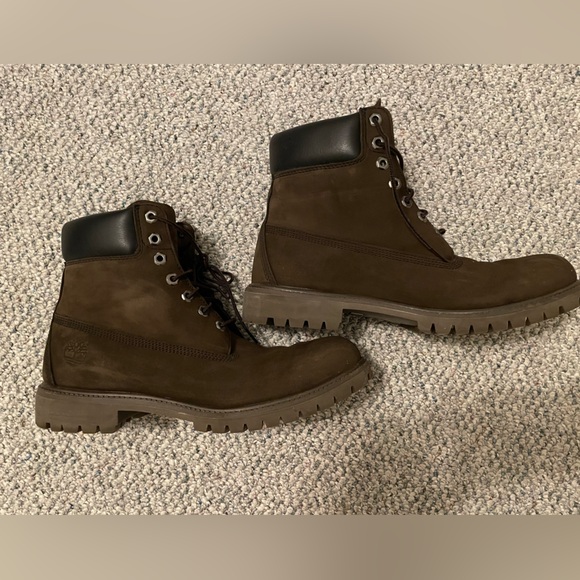 Men's Dark Brown Timberland Leather Boots - Picture 3 of 7